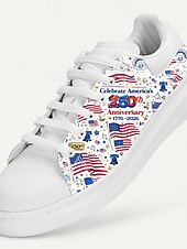  sneakers casual patriottiche da uomo – bianche con design a stelle e strisce rosse e blu, ideali per le celebrazioni del 250° anniversario, comode da indossare tutto il giorno