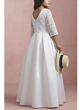 abordables Robes de petite fille-Robe de demoiselle d'honneur longueur sol en A Première Communion Robe de bal mignonne satin avec perles élégante ajustement 3-16 ans