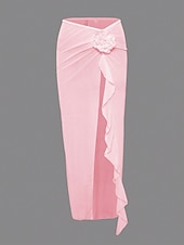 levne Zavinovací sukně-Dámské Plavky Přehozy Wrap Sukně Plavky prázdniny Oblečení na pláž Pevná barva Bez rukávů Dlouhý rukáv Plavky