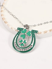ieftine Accesorii-Colier pentru femei cu trifoi de Ziua Sfântului Patrick, pandantiv verde cu breloc din aliaj durabil, mai multe stiluri, inclusiv trifoi și potcoavă, bijuterii festive irlandeze pentru parade, petreceri și ținute de sărbătoare.