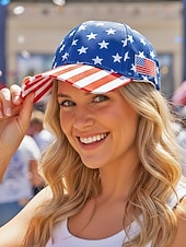 abordables Sombreros de mujer-Gorra de Béisbol de Poliéster para Mujeres del 250 Aniversario de los Estados Unidos con Impresión de Bandera de EE.UU. Múltiples Patrones Disponibles Ideal para EE.UU. Día de la Independencia y Uso