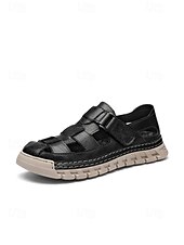 baratos Homens-Sandálias masculinas de couro sintético para uso externo, com design respirável, ideais para férias de verão e passeios casuais.