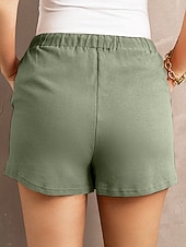 ieftine Bermude-Pentru femei Pantaloni Scurți Pantaloni scurți de vară Modă Șic Stradă De Bază Scurt Talie Înaltă Simplu Cordon Buzunar Talie elastică Respirabilitate Comfortabil Inelastic Zilnic Vacanță Stradă