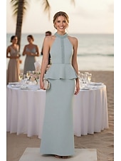 economico Abiti Lunghi &amp; Gowns-Linea ad A Tubino Colonna Lunghezza al pavimento Abito da invitata a nozze Abito Formale Abito da sera Abiti da Ballo Elegante Senza Maniche All'americana Balli di fine anno Formale Chiffon Crepe