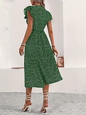 economico Abiti floreali-Per donna Abito Midi Abito a trapezio Vacanza Casual All'aperto Uscire Vestibilità aderente Floreale Grafico Manica Corta Scollo a V Nero Rosso Verde Estate Primavera