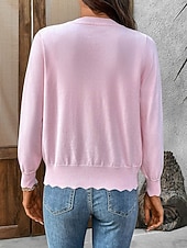 economico Cardigan Pieno-Per donna Felpa Cardigan Elegante Moda Streetwear Tinta unica Scollo a V Bottoni Lavorato a maglia Manica Lunga Top Regolari Maglia Quotidiano All'aperto Weekend Nero Bianco Estate Primavera