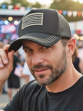 preiswerte Zubehör-Vereinigte Staaten 250. Jubiläum Herren American Flag Trucker Cap - Bestickte USA Mesh Kappe für den Unabhängigkeitstag - Atmungsaktive Polyester patriotische Baseballmütze in mehreren Farben