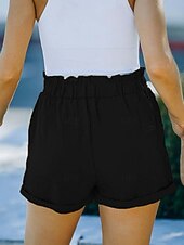 cheap Bermuda Shorts-Women's Shorts Vacation Fashion Streetwear Short High Waist Plain Pocket Elastic Waist Comfort Inelastic Daily Vacation Street Black Yellow Navy Blue Orange Summer Spring Loose Fit