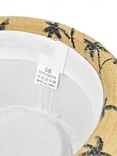 abordables Accesorios de vacaciones-Sombrero fedora de paja para hombre con estampado de palmeras, ligero y transpirable, tejido para verano, disponible en varios colores, estilo informal de resort para vacaciones en la playa en primavera y uso diario.