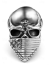  250. Jahrestag der Vereinigten Staaten Männer Edelstahl Totenkopf Ring amerikanisches Flaggen Design mehrfarbig ideal für den Unabhängigkeitstag lässige Alltagskleidung