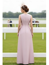 cheap Floor Length-A-Line Floor Length Wedding Guest Dress Formal Dresses Derby Dress Mother of the Bride Dress Sleeveless V Neck Elegant Formal Holiday Kentucky Derby Satin with Print