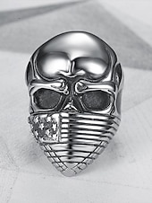  250. Jahrestag der Vereinigten Staaten Männer Edelstahl Totenkopf Ring amerikanisches Flaggen Design mehrfarbig ideal für den Unabhängigkeitstag lässige Alltagskleidung