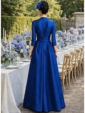 economico Lunghezza del pavimento-Linea ad A Sirena Tromba Tubino Colonna Lunghezza al pavimento Abito da invitata a nozze Abito Formale Abito da sera Abito da cerimonia per signora Manica 3/4 Mezza Manica Scollo a V Collo gioiello