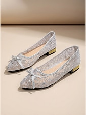 baratos Mulheres-Sapatilhas de ballet femininas transparentes com estampa floral e detalhes dourados – calçado confortável e estiloso para jantares de férias e noites de verão.