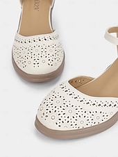 billige Mor til bruden/groom-vintage uthulte Mary Jane-sko for kvinner – komfortable sandaler med lav blokkhæl med justerbar stropp for fritids- og sommerbruk