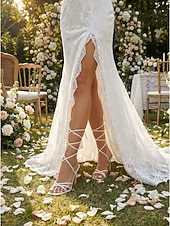 economico sposa-sandali da donna con tacco alto e cinturino color carne - eleganti scarpe da sposa con lacci per spose, matrimoni in giardino e occasioni speciali