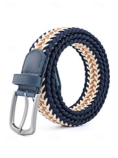 Недорогие Мужские ремни-Мужской эластичный плетеный пояс, полиэстер, различные цвета, идеально подходит для отдыха и повседневной носки.