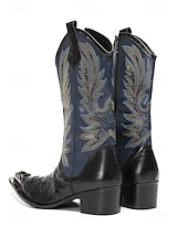 voordelige Heren-Echte leren cowboylaarzen voor heren met een opvallend bloemenpatroon, stijlvolle westernlaarzen voor een muziekfestival.