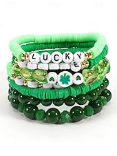 ieftine Accesorii-Set de brățări cu mărgele pentru femei de Ziua Sfântului Patrick, brățări cu pandantive din rășină și aliaj, bijuterii cu litere irlandeze cu trifoi în mai multe stiluri, perfecte pentru parade de sărbători, petreceri și ținute festive