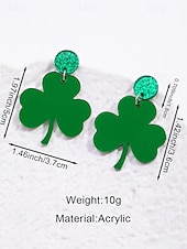 ieftine Accesorii-Cercei acrilici cu trifoi pentru femei, cu tematică de Ziua Sfântului Patrick, cercei ușori cu trifoi și sclipici, bijuterii verzi irlandeze în mai multe stiluri, perfecți pentru parade de sărbători, petreceri și ținute festive.