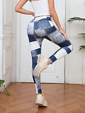 preiswerte -Damen Jeans Leggings Jeggings Urlaub Streetwear Lässig Volle Länge Mittlere Taillenlinie Karomuster Patchwork Tasche Bequem Hohe Elastizität Täglich Heim Outdoor Schwarzgrau Hellblau-Weiß Frühling