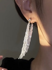 preiswerte Hochzeit ACC-Elegante, lange Quastenohrringe aus einer Legierung für Damen, funkelnder Statement-Ohrring für Hochzeiten, Abendveranstaltungen und festliche Anlässe.