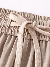 cheap Wide Leg &amp; High Waisted-Women's Cotton Capri Pants Casual Pants Summer Shorts Vacation Fashion Streetwear Calf-Length High Waist Plain Drawstring Pocket Elastic Waist Comfort Comfortable Inelastic Daily Vacation Street