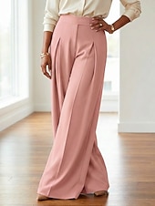 tanie szerokie nogawki i wysoki stan-Damskie Spodnie szerokie nogawki Spodnie Moda Moda miejska Pełna długość Wysoka talia Równina Kieszeń Ruched Butt Lifting Wysokie cięcie Komfort Oddychalność Miękka Średnio elastyczny Urlop Ulica