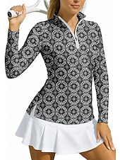 economico Camicia Donna-Per donna Geometrico Cerchio Maglietta sportiva Polo da golf Maglia da tennis Maglietta da tennis Manica Lunga Cerniera Floreale UPF50+ Resistente ai Raggi UV Alta elasticità Traspirante Tennis Golf