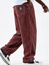 olcso alkalmi nadrág-Férfi Nadrág Kordbársony Nadrág Téli nadrág Alkalmi nadrág Zsinór Egyenes lábbal Tömör szín Mokaszinok Teljes hossz Hétköznapi Napi Szabadtéri Divat Klasszikus stílus Fekete Fehér Nem elasztikus