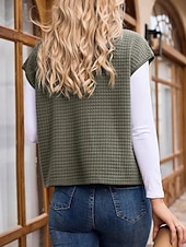 cheap Vest-Women's Casual Jacket Comfortable Breathable Zipper Pocket Buttons Casual Plain Casual Vacation Street Daily Wear Zipper Regular Turndown Regular Fit Short Sleeves Outerwear Black White Brown Spring