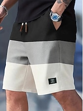 baratos Calções Estilo Casual-Homens Calções Waffle Calção Shorts casuais Bolsos Cintura elástica Tecido Conforto Respirável Comprimento do joelho Casual Ao ar livre Praia Férias Moda Preto Branco Sem Elasticidade