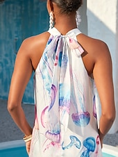 abordables Vestidos florales-Vestido largo de gasa con estampado de medusas etéreas
