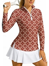 economico Camicia Donna-Per donna Geometrico Cerchio Maglietta sportiva Polo da golf Maglia da tennis Maglietta da tennis Manica Lunga Cerniera Floreale UPF50+ Resistente ai Raggi UV Alta elasticità Traspirante Tennis Golf
