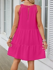 economico Vestiti-Per donna Mini Abito Abiti effetto lino Vestito Estivo Abito a trapezio Abito Estivo Vacanza Casual Quotidiano Spiaggia Vestibilità comoda Semplice Senza Maniche All'americana Blu blu navy Nero Bianco