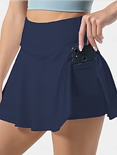 cheap Athletic Shorts-Women's Tennis Skirt Fashion Casual Above Knee Mid Rise Skirts Plain Pleated 2 in 1 Micro-elastic Street Going out Black White Yellow Wine Summer