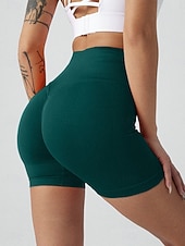 abordables Short de sport-Femmes Shorts Shorts d'été Leggings Mode Streetwear Basique Court Taille haute Uni Taille Élastique Respirabilité Confortable Haute Élasticité Quotidien Salle de sport Yoga Vert foncé Noir Vert