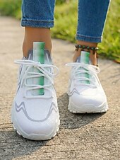 Χαμηλού Κόστους Γυναικεία Sneakers-Γυναικεία ελαφριά casual αθλητικά παπούτσια για περπάτημα με αναπνεύσιμο πλεκτό άνω μέρος - μοντέρνα αθλητικά άνετα παπούτσια με κορδόνια για καθημερινή χρήση, περπάτημα, ταξίδια, μετακινήσεις, βόλτες σε εξωτερικούς χώρους και casual fitness
