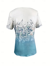 お買い得  フローラルTシャツ-女性用 Tシャツ クォータージップ フラワー グラフィック 植物 トロピカル風 ハワイアン スタイリッシュ 半袖 クルーネック レギュラートップス ビーチウェディング 日常 スポーツ ブルー 夏 春