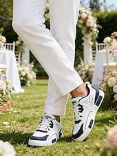 cheap Dress Sneakers-Men's Faux Leather Casual Sneakers, Comfortable Stylish Shoes for Garden Weddings, Ideal for Casual Wedding Guests