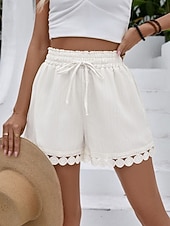 abordables Bermuda-Femmes Chinos Shorts Shorts d'été Vacances Mode Streetwear Court Taille haute Uni Cordon de serrage Dentelle Taille Élastique Confort Respirabilité Confortable Non Elastique Micro-Élastique Quotidien