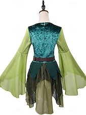levne oblečení-Středověké Renesanční Šaty Fancy kostým Elf Víla Elfí Maškarní kostým Dámské Fantazie předvečer Všech svatých Karneval Výkon LARP Ren Faire Dospělé Šaty Pásek