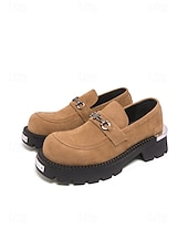 economico Mocassini-mocassini da uomo in pelle scamosciata marrone, elegante design slip-on con suola spessa, perfetti per matrimoni in giardino, eventi formali all'aperto e celebrazioni eleganti