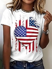  Koszulka patriotyczna Dzień Niepodległości z grafiką flagi litera stylowa klasyczna casual krótki rękaw okrągły dekolt regularne bluzki codzienne niebieski czarny biały lato wiosna