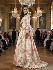 economico Vestiti-Rococò Barocco Vittoriano Lunghezza al pavimento Vestito Abito da Ballo Manica del polsino svasato Principessa Sposa Abito da ballo Costume Halloween Carnevale Mascherata Matrimonio Performance