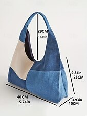 ieftine Genți Totes-geantă hobo pentru femei din denim, model patchwork, capacitate mare, perfectă pentru vacanță și uz zilnic casual