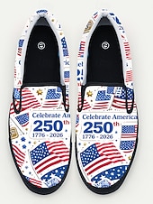  Herrsneakers för patriotiska 250-årsjubileum – röd, vit och blå amerikansk flaggdesign, bekväma slip-on-skor för att fira självständighetsdagen och nationella evenemang