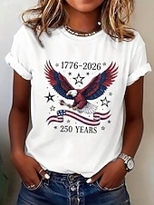 economico Magliette Giorno dell’Indipendenza-Maglietta Donna Patriottica Americana Festa dell'Indipendenza Stampa Grafica Lettera Bandiera Americana Vintage Elegante Classica Maniche Corte Girocollo Long Tops Quotidiani Blu Grigio Nero Bianco