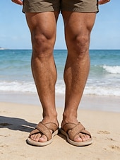cheap Men-Men's Faux Leather Beach Vacation Sandals, Fashionable and Durable, Perfect for Outdoor Beach or Resort Activities