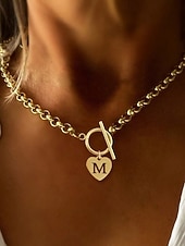 זול שרשראות ותליונים-1 pc שרשראות תליון שרשרת For בגדי ריקוד נשים יומי רחוב מתנה פלדת על חלד צורת אלפבית